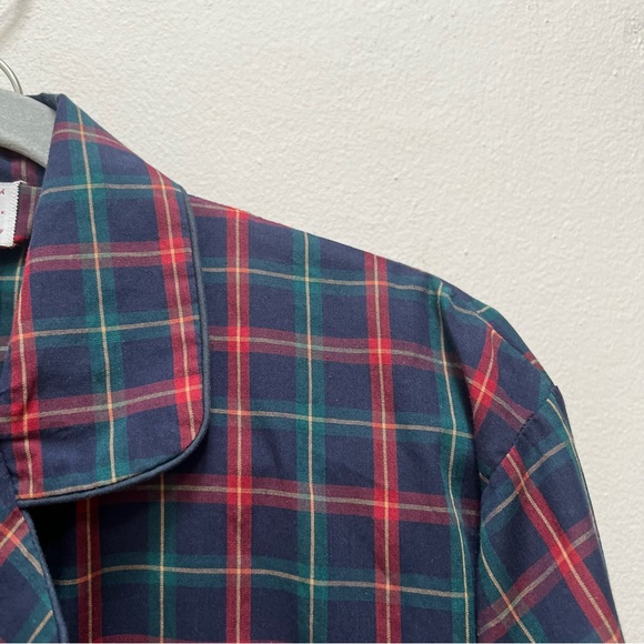 Oscar de la Renta Men’s M/L Pajamas Set Blue Red Plaid Designer Luxury Sleepwear - Picture 8 of 16